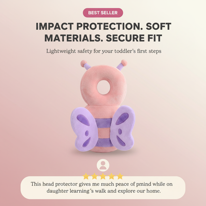 UK Baby Head Protector beeBaby Head Protector Backpack, Toddler Toddler Head Protector, Toddler Head Protector Padded Backpack Elasticated Carrier Wear (Pink Butterfly)